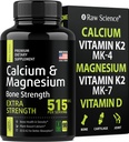 Citrato di calcio con vitamina D3 K2 & Magnesio Glycinate - Integratore di resistenza di ossa - Integratori di calcio basati sulle piante per le donne e gli uomini - Magnesio e Calcio D3 K2 Pillole per la salute di ossa - 90 capsule