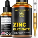 Integratori di zinco 50mg | Supplemento di zinco liquido | Gocce di glicinato di zinco per gli adulti | Supporta la salute immunitaria | Metabolismo | Supplemento per la cura della pelle | Non OGM | Vegan | Gluten-Free
