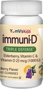 ImmuniD Elderberry Gummies for Kids by YumVs | Supporto immunitario, vitamina C & vitamina D | Supporto completo del sistema immunitario | Natural Berry Flavor Chewables-60 Count | Vitamina C e D per bambini