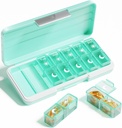 AM PM Pill Organizer 2 volte al giorno, 7 giorni Pill Box organizzatore settimanale Pill Viaggiare con contenitore separato, Portable Daily Medicine Planner Dispenser Case for Vitamin, Fish Oils, Supplementi(Green)