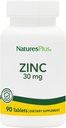NaturesPlus Zinc Tablets - 30 mg, 90 compresse vegetariane - Integratore di sistema immunitario per la crescita cellulare e la riparazione - promuove la digestione sana, il metabolismo e la visione - senza glutine - 90 porzioni