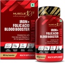 Acido folico di ferro Booster vita quotidiana, ferro chelato con acido folico & vitamina C, B12 & polvere di spinaci naturale, 60 capsule di veg