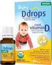 Ddrops Organic Baby 400 IU 90 Gocce - Liquido giornaliero di vitamina D per neonati. Supporta la salute dei denti e dei ossa. No Preservatives, No Sugar, Non OGM, Allergy-Friendly - Confezione da 2