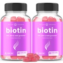 NutraChamps Zucchero Biotin Gummies 10000mcg [Alta Potenza] - Capelli sani, Pelle & Unghie per Donne, Uomini & Bambini - 5000mcg in Ogni pancia - Vegan Hair Health Vitamins Supplement - Raspberry (2-Pack)