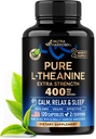 L Theanine 400 mg | L-Theanine Stress Relief | Extra Strength Supplement | Made in USA | Relax, Sleep & Calm Support | For Men & Women | Plant Based, Non-GMO & Gluten-Free | 120 Vegan Capsule