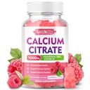 Calcium Citrate Gummies 1000mg w/Vitamin D3, High Absorption Calcium Supplemento per le donne e gli uomini, Plus Magnesium, Potassium, Zinc for Muscle & Immune, Sugar-Free, Raspberry Flavor, 60 Count