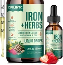 Supplemento di ferro liquido per le donne, uomini, gocce di ferro con la miscela di erbe per la salute delle donne, calcio, zinco e multivitaminico - Support Blood Builder, pelle, energia, immunitario per la carenza di ferro, anemia, vegan 2 Fl Oz