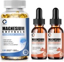 Magnesio Glycinate Gocce & Magnesio Glycinate 400mg Softgels per uomini e donne, Support Energy, Notte, Muscolo e Joint Function, Non OGM, Vegan