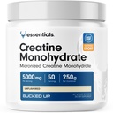 Bucked Up Pure Micronized Creatine Monoidrato per le donne e gli uomini - Facile da mescolare e non aromatizzato - 5G Per servire - 50 Serve - 250 Grammi per contenitore
