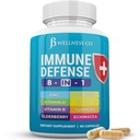 Supporto immunitario 8 in 1 capsule - Integratore di zinco, Vitamina D3, Vitamina C e Elderberry - Integratore di Booster Immune con Echinacea, Radice di zenzero e curcuma