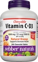 Vitamina C+D3, 200 Compresse arancio masticabili, 1000 mg di vitamina C con 1000 IU di vitamina D3 per la sega, le ossa, i denti, il supporto immunitario e antiossidante, non OGM, latticini e glutine