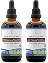 Ashwagandha Tincture Alcohol-Free Extract, USDA Organic Ashwagandha Withania Somnifera Anti-Stress e Relax 2x4 OZ