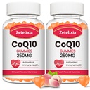 2 Pack CoQ10 Gummies, 5X Better Absorption Coenzyme Q10 per l'energia cellulare e il supporto antiossidante, 120 Peach Gummies