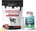 Polvere di Colostrum Supplement per Gut, Salute Immune & Absorbimento Nutriente, 30 Serve + Creatina Monoidrato capsule per il Costruttore di muscolo