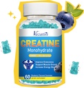 Creatina Monoidrato Gummies per le donne e gli uomini, Zucchero Free Vegan Creatina Supplemento per la costruzione di muscoli, aumentare l'energia e la forza, Blueberry Flavor, 60 Conte