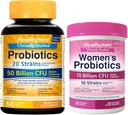 NewRhythm Gut & Feminine Health Bundle, Probiotics 50 Billion CFU & Women's Probiotics 70 Billion CFU, Daily Gut Health & Feminine Care, 90 Capsule Totale (Pack of 2)
