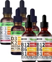 NUSAVA vitamina B12 Gocce liquide Bundle, fragola aromatizzata D3 K2, & Vanilla aromatizzata D3 K2 - Potenti vitamine liquide per cuore, energia, cervello e supporto immunitario - Non-GMO, senza glutine, 2pk Ogni