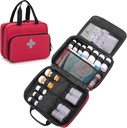 Borsa di medicina portatile dell'organizzatore della bottiglia di CURMIO, stoccaggio della bottiglia di prescrizione bloccabile per bottiglie di pedaggio, vitamine, integratori medici per lo stoccaggio e il viaggio di casa, rosso (borsa di medicina vuota)