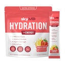 Idratazione SkyMD + Energy | Electrolytes Powder Packets | Low Sugar, Sodium, 10 Calorie | 10 Vitamine & Minerali | 150g Caffeina per maggiore concentrazione e performance | Limonata di fragole | 14 Sticks