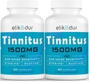 1500 MG Tinnito per Anello Orecchie, Supplemento Tinnito per Anello Auricolare, Miscela Erba Proprietario, Auricolare Tinnito per Uomini Donne, (60 Caps, 2-Pack)