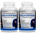 NeuroShield, Brain Supplemento a Nootropic Brain Booster e Memory Supplement, Contiene Huperzine A, Ginko Biloba, Bacopa Plus Antiossidanti per la salute del cervello, Multi-Ingredienti, 2 bottiglie, 180 capsule