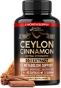 Ceylon Cinnamon Capsule - Extra Forza - Energy Heart & Metabolism Support per Uomini & Donne - Pure Natural Cinnamon 20:1 Extract Supplement - GMO & Gluten Free - Made in USA - 60 Capsule 2 Mesi