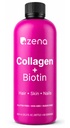 Zena Nutrition Liquid Collagen per Donne & Uomini (Tipo 1 & 2) & 5000mcg Biotina, 2500mg Verisol Bioactive Collagen Peptides, Capelli, Pelle, Integratore Unghie, Bacca Mista, 60 Serve, 20.3 fl oz