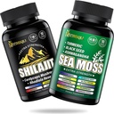 Sea Moss and shilajit Bundle - 90 Conte - Moss del mare, Olio di semi neri, Ashwagandha, Turmeric & Shilajit, Burdock, Bladderwrack 21 in 1 Integratori (2 Pacchetti) Brown-2