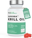 Krill olio Omega 3 capsule ad alta resistenza 1000mg | Sostenibilmente pescato in antartico | 60 Softgel rossi | Integratori di assistenza congiunti | con potente antiossidante Astaxantina e Phospholipids per l'assorbimento