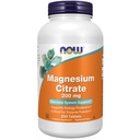 NOW Integratori, Citrato di magnesio 200 mg, Funzione di enzima*, Supporto di sistema nervoso*, 250 conteggio (Pacchetto di 1)