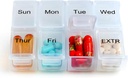 caso dell'organizzatore della pillola di viaggio settimanale per borsa con rimovibile scatola di 7 giorni, contenitore di pillole alla moda per medicina, vitamina, supplemento