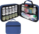 Grande organizzatore di bottiglie di pillole imbottite, borsa di medicina, caso, vettore per farmaci, vitamine e forniture mediche - organizzatore di medicina di viaggio e borsa Med di stoccaggio di casa - blu (senza blocco)