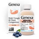 Genexa Kids’ Clean Cough & Chest Congestion Medicine, Dye Free, 0% Additivi artificiali, Multi-Symptom Cough Syrup per bambini 4-11, Cough Suppressant & Expectorant, Organic Blueberry Flavor, 4 fl oz