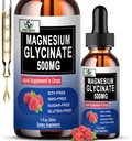 Magnesio puro Glycinate | Supplemento di magnesio liquido 500mg per il sonno, Nerve, Bone e salute del cuore | Vegan Glycinate Mag Liquid Drops 6X High Absorption | Non OGM, Gluten-Free | 30 Servings