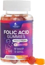Gummie di acido folico per le donne 785 mcg, Vitamine prenatali essenziali per la mamma e il bambino, Prosciutto di integratore folico vegano, Folato di vitamina B9 di resistenza extra, prima durante la gravidanza - 60 Gummies