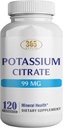 Potassio di salute (Citrate) - Integratore elettrolitico essenziale per il supporto Nerve & Muscle Function Heart Health & Energy* - Capsule Citrati di potassio - 120 capsule