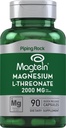 Piping Rock Magnesium L-Threonate Capsule | 2000mg | 90 Pills | con Magtein | Supplemento per Uomini e Donne | Non OGM, Gluten Free