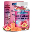 Multi collagene peptidi gommie, senza zucchero idrolizzato 5000mg Protein丨Tipo I,II,III,V,X con acido ialuronico biotina Vitamina C A D B6 B12 L-Glutathione per pelle capelli unghie Bone -Peach Gummies