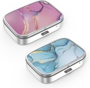 Pill Box 2 Compartment Piccolo caso di pillole,portabile per il supporto del contenitore del contenitore dell'organizzatore della pedana tascabile o del persino per contenere vitamine, farmaci, olio di pesce e integratori(2PCS)