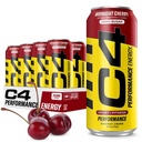 C4 Energy Carbonated Zero Sugar Energy Drink, Pre Workout Drink + Beta Alanine, Midnight Cherry, 16 Fl Oz (Pacchetto di 12)