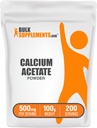 BulkSupplements.com Polvere di acetato di calcio - Supplemento di calcio, Grado alimentare - Pure & Gluten Free, 500mg per porzione, 100g (3,5 oz) (Pack of 1)