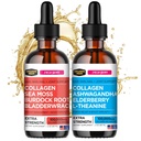 Collagen Mojo Peptidi di collagene liquido con Moss di mare, radice di Burdock & Bladderwrack + Peptidi di collagene liquido con Ashwagandha, Elderberry & L-Theanine