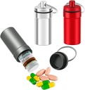 Contenitore in alluminio impermeabile 3 confezioni, portabottiglie EFFIET Nitro Portabottiglie Nitroglycerin Portachiavi di emergenza portachiavi portachiavi per l'operatore medico Dispenser (Silver-Matt-Red)