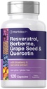 Horbäach Resveratrol Berberine Grape Seed & Quercetin | con Blueberry & Red Wine Extract | 120 capsule | Non OGM, Gluten Free & Vegetarian Supplement