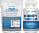 Bundle di supplemento di bicarbonato di sodio organico: 2LB polvere per l'alcalinità, acido Neutralizer & supporto del rene + 120 caps scudo del rene per la salute del rene, pulizia & supporto Omega 3