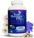 True Moringa Plus+ Sleep Support Supplemento 10:1 Estratto | 20.000mg di Moringa Organica, Camomilla, Fiore della Passione, Radice Valeriana, Hibiscus per il Relax | Natural Sleep Aid for Adults (150 Capsule)