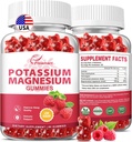 Potassio Magnesio Gummies Citrato di potassio 99mg Citrato di magnesio 250mg Magnesio supplemento complesso di potassio, supporto immunitario, 60 Raspberry Gummies 2 Pack