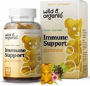 Gummie di supporto immunitario selvatico e organico - Elderberry 1000mg & Vitamin C 500mg - Integratore di supporto immunitario naturale - Gummie di immunità vegana con vitamina C D Zinc - 60 Conte