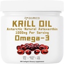 Antartico Krill Oil Supplement, Ricco in Omega-3s EPA, DHA & Astaxantina, 1000mg Per Serving, Supplemento per cuore e immunità, 300 Soft-Gels