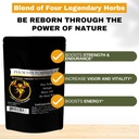 Formula di ringiovanimento Phoenix - Melanzana di energia delle erbe perdute dell'impero di 4 migliori erbe naturali Polline di pino, He Shou Wu, Ant e Shilajit (100g polvere)